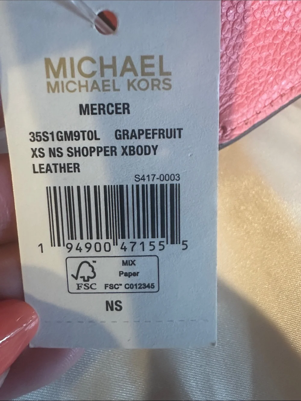 Michael Kors Mercer XS Shopper Tote-Grapefruit (Pink)